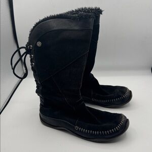 The North Face Janey Womens Suede Lace Up Winter Boots Primaloft Black Sz 8 FLAW
